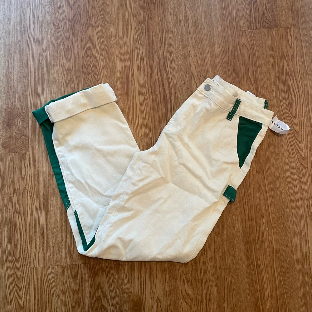 PacSun Green and White Paneled Low Rise Carpenter Jeans - Picture 2 of 6